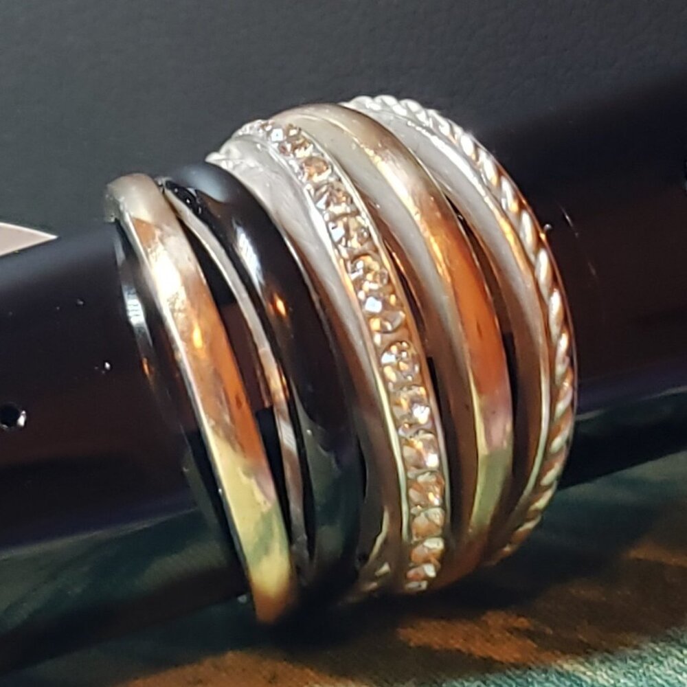 NWT Brighton “Rare Find” Neptune’s Ring | Mixed Metal & Black Enamel – Size 9